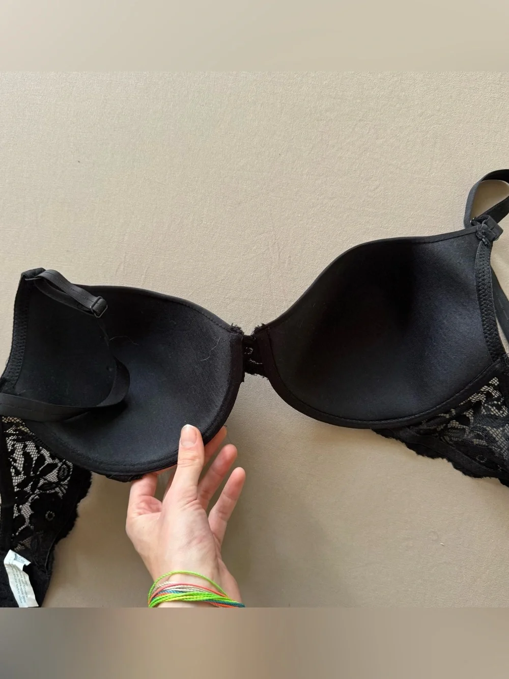 Rene Rofe Lace Trim Padded Plunge Bra - Picture 4 of 7
